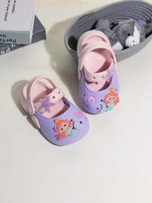 2026新款婴儿美人鱼和海星透气凉鞋，夏季防滑幼儿男女童卡通包头软底拖鞋 - 紫色 - 查看 4