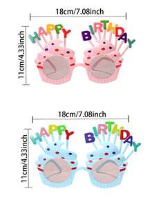 1件装派对道具时尚眼镜，趣味蛋糕和标语设计，适合拍照、派对、聚会、趣味自拍道具、生日时尚眼镜、圣诞节 - 粉色 - 查看 9