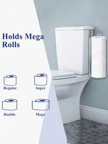 No Drill Toilet Paper Holder, Iron Bathroom Toilet Paper Rack Adhesive On Door/Wall, Wall-Mounted Toilet Paper Holder, Kitchen Paper Towel Rack, Can Hold Multiple Rolls, Space-Saving Design, Iron Bathroom/Kitchen Towel Rack, Bathroom Storage, Kitchen Storage - Multicolor - View 4