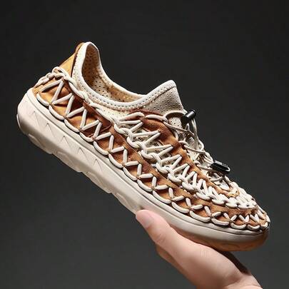 1 Pair Handmade Men's Casual Shoes, Fashionable And Unique