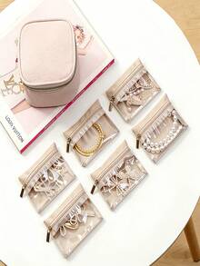Jewelry Storage Box, Portable Earring Necklace Accessory Organizer - Multicolor - View 1