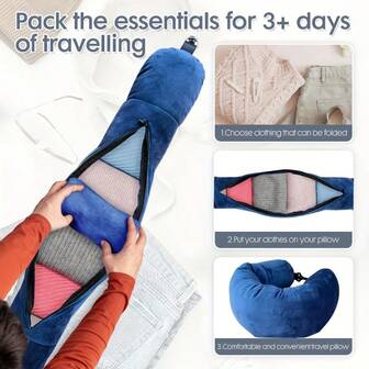 New Fillable U-Shaped Travel Pillow, Portable For Flights, Daily Use, Picnics, Travel Essentials