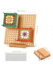 1 Pcs Handcrafted Wooden Blocking Board Crochet, Blocking Board For Square, Super Sturdy Blocking Board Crochet Wood For Crochet And Knitting Projects, Full Kit With Stainless Steel Pins, 1 Stand, For Crochet And Knitting Accessories Gifts---Wood Color - Wood Color - View 11