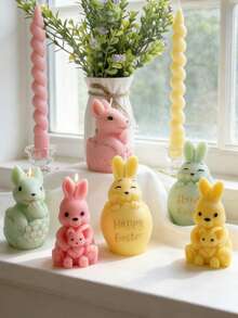 1pc Easter Rabbit Candle Mold Set Exquisite Design For DIY Handmade Soap Candle Gypsum Craft Holiday Gift Silicone Mold Easter Valentine's Day Christmas Wedding - A - View 3