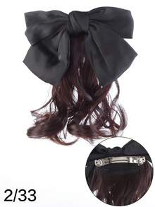 1个女孩红色蝴蝶结卷发马尾发夹（弹簧夹款式），可爱公主风发饰。 - 彩色 - 查看 15