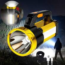 Ultra-Bright LED Flashlight, Portable Flashlight | High Lumen, Zoomable, Adjustable Brightness For Outdoor Use, Emergency Charging, 2400mAh Tactical Flashlight, Durable, Camping Gear, Rechargeable Light - Gold - View 2
