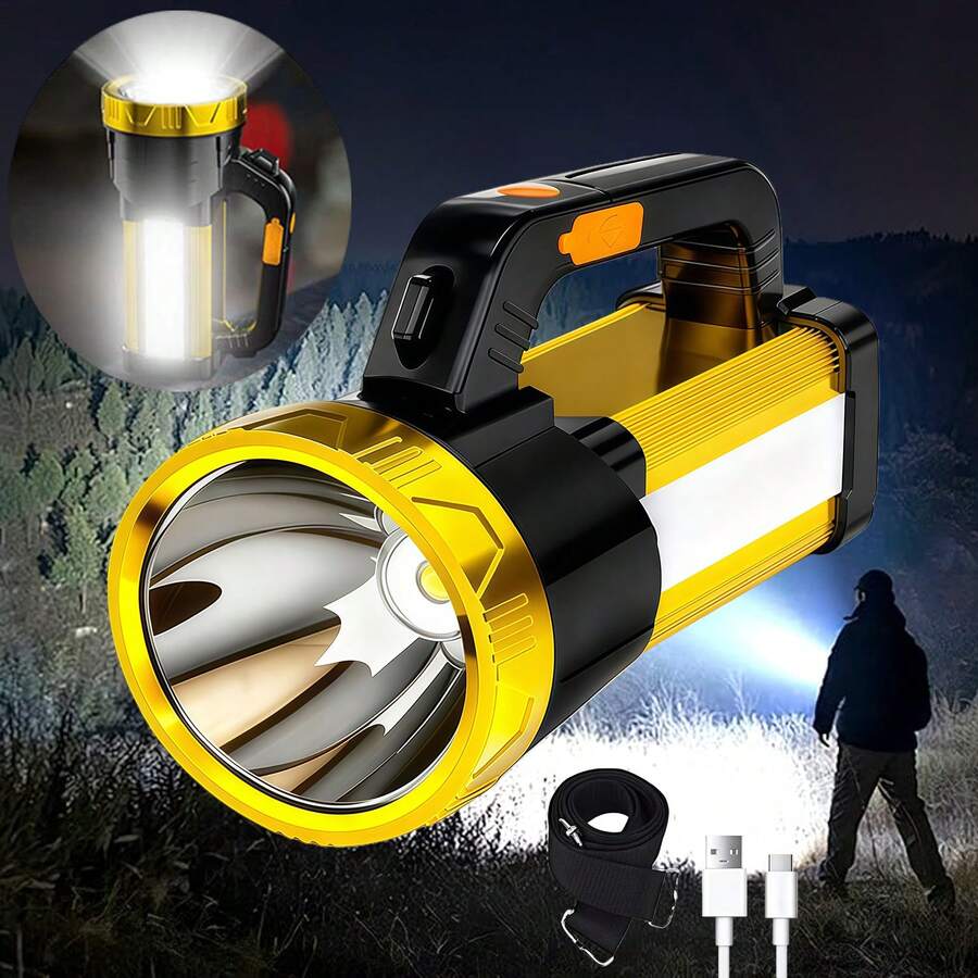 Ultra-Bright LED Flashlight, Portable Flashlight | High Lumen, Zoomable, Adjustable Brightness For Outdoor Use, Emergency Charging, 2400mAh Tactical Flashlight, Durable, Camping Gear, Rechargeable Light