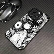 Chica con ojos monstruosos y fauces enormes.funda de teléfono Fundas compatibles con ,Apple,VIVO,OPPO,,, y Honor.Fabricadas en silicona TPU,ofrecen protección contra golpes y caídas. - Negro - Ver 1