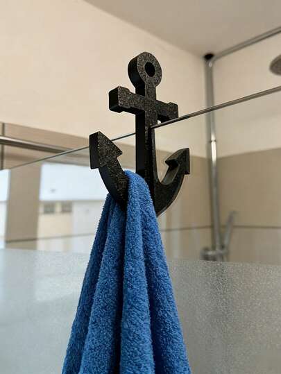 No Drill Glass Door Anchor Bathroom Hooks, Heavy Duty Plastic Adhesive-Free Hanging Rack, Suitable For Shower Curtain Towel Bathroom, Ocean Theme Door Hanging, Won't Damage Glass