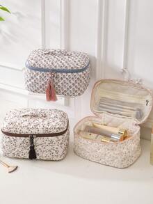 1 pieza Bolso de pañales acolchado con flores para mamá, organizador de viaje elegante y lindo - Multicolor - Ver 1