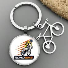 Medvang 1pc Zinc Alloy Mountain Bike/Road Bike Keychain For Cycling Enthusiasts - Antique Silver - View 2