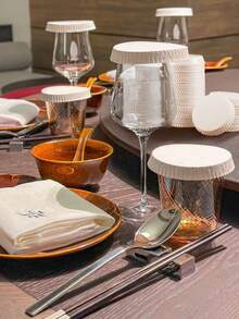 50/100/150个一次性纸杯盖，适用于酒店、KTV、酒吧、美发沙龙等场所，纸杯套，防尘盖 - 彩色 - 查看 7