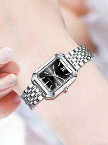 Bộ trang sức nữ 6 món gồm đồng hồ, vòng tay, dây chuyền, bông tai và nhẫn, kiểu dáng cổ điển thanh lịch, phù hợp để đeo hàng ngày, dự tiệc hoặc làm quà tặng cho bạn bè và mẹ. - Bạc - Xem 5