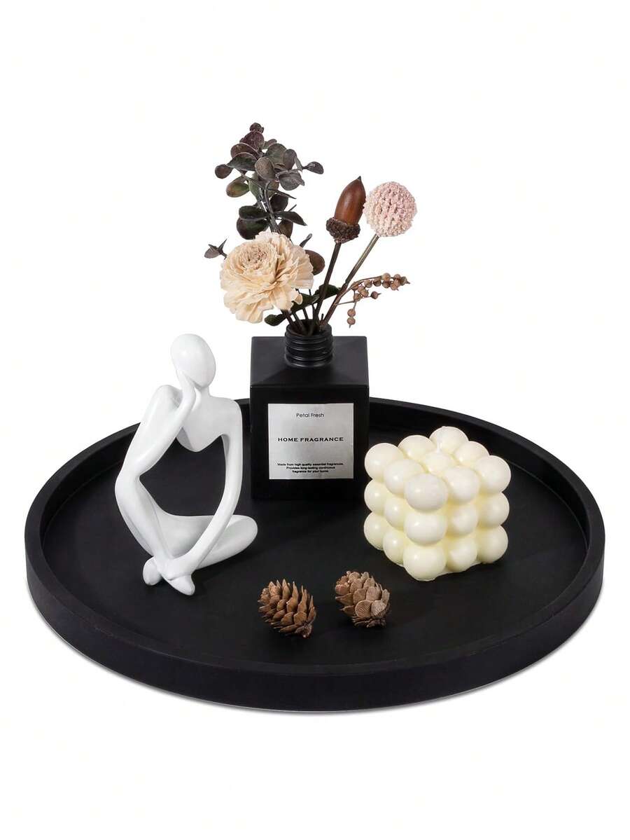 Silicone Round Tray, Vanity Tray, Kitchen Countertop Organizer Tray, Suitable For Candles, Perfume, Jewelry, Small Decorations, Hand Wash, Lotion Bottles