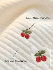 1pc Quilted Embroidered Cherry Baby Crib Mattress Cover, Soft & Breathable Crib Skirt, Suitable For All Year Round, Minimalist Elegant Design, (39.37*23.62)Inch, (47.24*23.62)Inch, (51.96*28.34)Inch - Multicolor - View 2