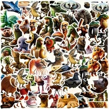 100张中国《山海经》贴纸，“咚咚咚咚咚”封斋饭贴纸，意大利风格抽象幽默创意贴纸，难以理解 - 100pcs - 查看 3