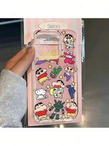 Fast EU Shipping (DE & ES) Classic Funny Cartoon Case Featuring Kindergarten Students, With Shin-Chan And His White Pet Dog, Dynamic Superhero Phone Case Compatible With IPhone Models 16E, 16, 15, 14, 13, 12, 11 Pro Max, X, XR, XS Max, 8 And 7 Plus, Made Of Transparent TPU Soft Back. . - Màu Đỏ Sâu - Xem 4
