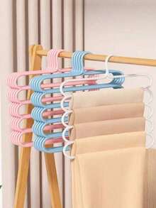 5pcs White Multi-Layer Non-Slip Pants Rack, Multifunctional Wardrobe 5-Tier Hanging Pants Hanger - 5 white - View 2