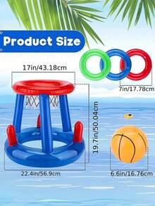 Pool Party Inflatable Basketball Hoop Set, Water Basketball, Inflatable Water Basketball Hoop With Ball, For Summer Water Sports And Pool Parties, Basketball Floating Set Iatable Water Hoop, Suitable For Adult Family Entertainment, Outdoor Leisure, Summer Party, Beach, Lake, Water, Spring Essentials, Summer Essentials, Spring And Summer Essentials, Spring Decor, Summer Decor. - Multiple Styles - View 6