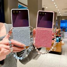 1pc Foldable Lace Side Buckle Phone Case With Lanyard & Wrist Strap, Portable Protective Cover Compatible With Samsung Galaxy Z Flip7, Z FE, Z Flip6, RAZR 50/50 Ultra, RAZR 60/60 Ultra - Multicolor - View 2