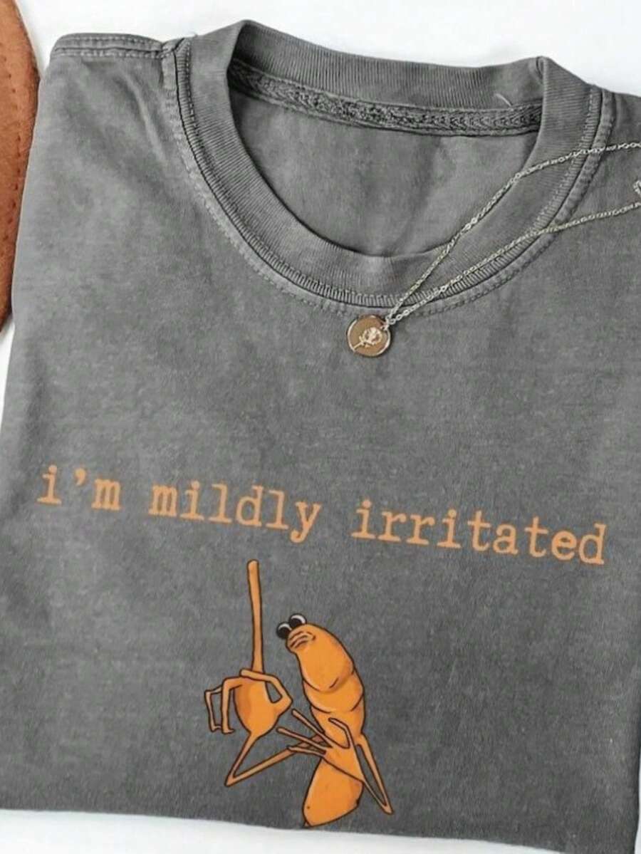 2026 Women's T-Shirt In Washed Cotton, Fun "I'm A Mildly Annoyed Worm Marcus" Shirt, Worm Marcus Meme Image, Fashionable Street Style, Elegant And Stylish, Essential For Everyday Casual Wear, Local Warehouse. High-Quality Wax Printed Cotton Retro Fashion Brand T-Shirt, Men's T-Shirt, Beach Must-Have, Men's Summer T-Shirt, Holiday Gift, Perfect Gift, Graphic Tees Women, Graphic Tee, Shirts - Xám - Xem 1