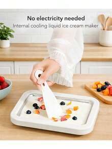 Non-Electric Ice Cream Maker, Liquid Cooling, Yogurt, Milk, Fruit Ice Cream Machine - White - View 12