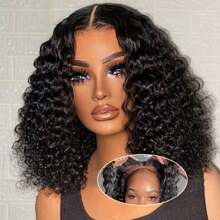 Glueless Put On And Go 13x6 Lace Deep Wave 13x4 Lace Front Wigs Human Hair Pre Plucked With Baby Hair 200% Density HD Transparent Lace Frontal Wigs For Women Human Hair Lace Front Wigs Deep Curly Lace Front Wig No Glue Needed Ready To Go Human Hair Wig - Natural Black - Xem 44