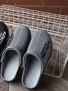 Men's Dual-Purpose Slippers, Anti Slip And Cool Slippers, Summer Beach Outdoor Perforated Shoes - Breathable, Casual Cool Slippers - 灰色 - 查看 4