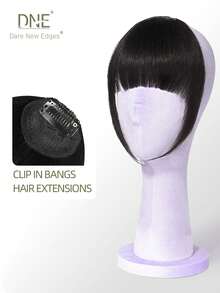 DNE HAIR 100%真人发夹式刘海，1号纯黑色，自然逼真，带发际线，适合女性/女孩日常佩戴 - S1 - 查看 1