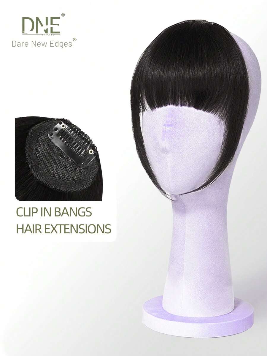 DNE HAIR 100%真人发夹式刘海，1号纯黑色，自然逼真，带发际线，适合女性/女孩日常佩戴 - S1 - 查看 1