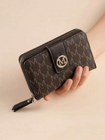 Fashion Letter Print Bifold Women's Wallet, Medium Size, Large Capacity Multi-Card Slots Short Wallet, Thick & Durable Clutch Purse, Retro Coin Purse, Zipper Wallet, Multi-Layer Coin Pouch, Card Holder