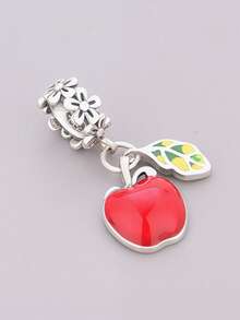 1 件 925 纯银苹果吊坠，DIY 男女通用自然风饰品礼品 - 銀色 - 查看 2