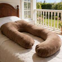 Pregnant Woman Pillow, Full-Body Pregnant Woman Pillow With Removable Pillowcase, Support Back, Legs, Abdomen, Buttocks, 57-Inch Pregnant Woman Pillow, Essential For Pregnancy, Adult Body Pillow,Valentines Decorations - Coffee Brown - View 9