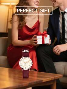 Versace Medusa Collection Luxury Women's Quartz Watch, PU Leather Strap And Steel Case For Ladies Watch - Red - View 8