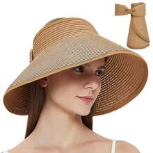 Adjustable Straw Hat, New Summer Fashion Unisex UV Protection Foldable Wide Brim Sun Hat, Casual Versatile Bohemian Retro Street Elegant Style, Polyester Fabric, Spring/Summer - Multicolor - View 4