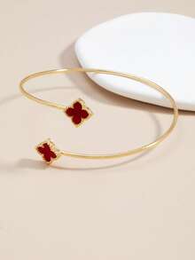 1件夏季时尚金属臂环手镯，独特的海滩度假风手臂饰品配饰 - 五葉草紅色 - 查看 2