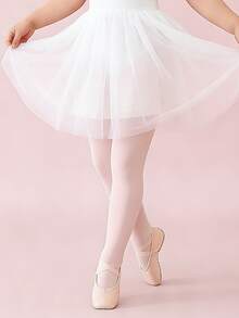 4pcs Girls' Dance Tights, Solid Color Versatile Velvet Material Soft & Slim Fit Leggings, Suitable For Girls Dance Practice - Baby Pink - View 3