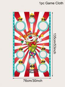 1个嘉年华主题沙袋旗，户外小丑图案旗帜，沙袋投掷游戏，园艺游戏，适合露营、派对、海滩、后院、性别揭晓派对、生日装饰、婴儿派对装饰 - 小丑 - 查看 6