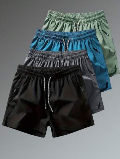 男士运动短裤，夏季及膝裤，直筒版型，抽绳腰带带拉链口袋，适合健身、跑步、锻炼，送给男友/丈夫的礼物