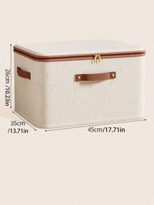 Hộp đựng đồ cứng cáp có nắp khóa kéo, hộp đựng đồ bằng vải cotton lanh, kệ gấp gọn, hộp đựng đồ trong tủ quần áo có tay cầm, tủ quần áo (màu be) - Xem 11
