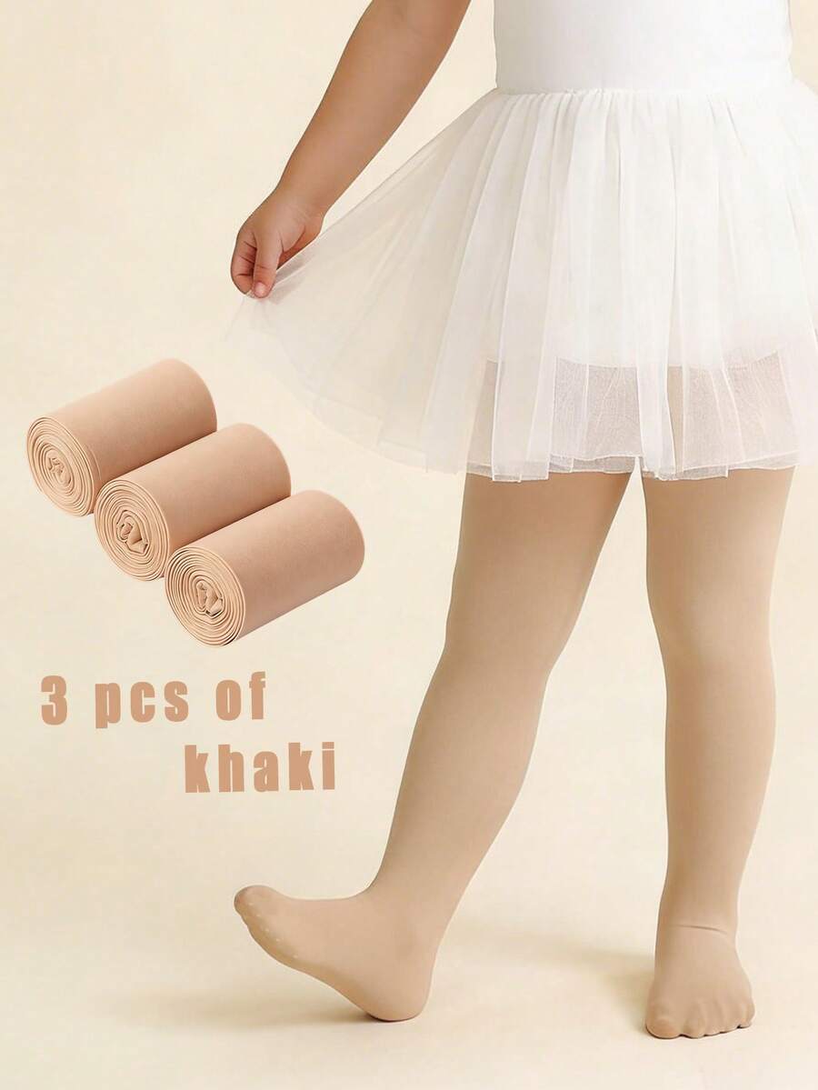 3 Pairs Baby Girls' Solid Color Velvet Leggings, Soft, Snag-Resistant, High Elasticity Tights