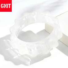 GNIT A Stylish Retro Marble-Patterned Gear-Shaped Acrylic Wide Bracelet For Women, A Chic And Minimalist Accessory For Vacation And Casual Outfits - Gear Bracelet - View 17