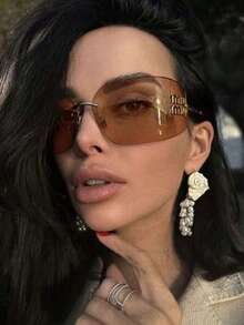 2026新款无框时尚眼镜，优雅复古女士时尚眼镜 - 茶色 - 查看 2