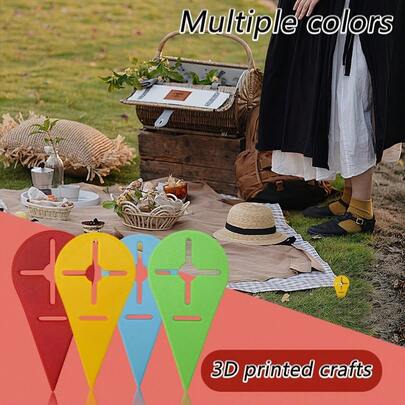 4个创意户外沙滩巾夹，塑料材质，适用于家庭、户外野餐、露营，可牢固固定毛巾和床单。