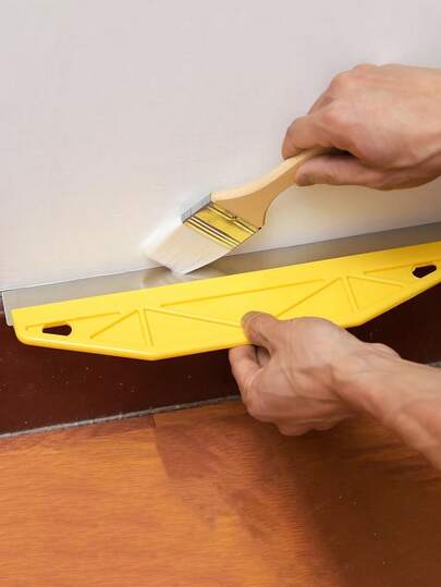 Professional 12-Inch Heavy-Duty Yellow Paint Shield Edger With Ergonomic Handle & Edge - Durable Plastic/Metal Wall Painting Tool For Precision Trimming, Wallpaper Cutting, Edging - Suitable For Home & Commercial Use, Robust Construction For