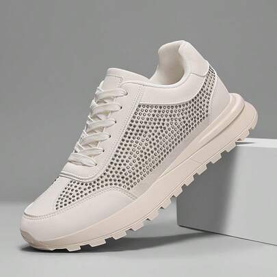 New Fashionable Men's Casual Sneakers, Comfortable Versatile Sports Shoes, Niche Rivet Design, Black And Beige Colors Available, Size 39-44