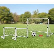Portería de Fútbol 2 en 1 Fácil de Armar Con Balón y Bomba de Aire, Elige el Tamaño: 2 Porterías Individuales (56x28x35 cm) ó 1 Portería Grande (109x54x68 cm) - Blanco y Negro - Ver 2