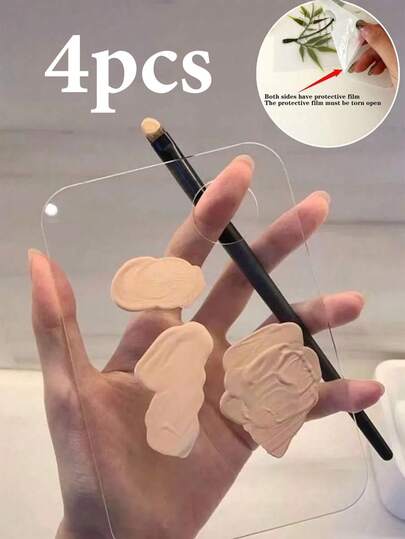 1/2/3/4件装透明长方形亚克力塑料多功能彩妆盘，粉底调色盘，彩妆盘，适用于混合各种液体和膏状化妆品，可用于日常补妆和特殊场合妆容，多功能化妆工具，彩妆盘，化妆美甲工具，眼影，睫毛彩妆，专业颜料混合，推荐给专业化妆师，价格实惠，圣诞礼物，化妆品，化妆工具，物美价廉，礼品，女士礼物，圣诞礼物