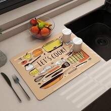 1pc Kitchen Pattern Draining Mat, Coffee Maker Drip Tray, Dish Drying Mat, Placemat, Kitchen Use - Multicolor 2 - View 10