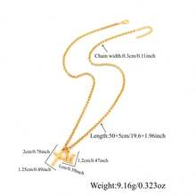 1 chiếc mặt dây chuyền hình thánh giá cổ điển mới, dây chuyền thép không gỉ mạ vàng dành cho nam giới - Vàng - Xem 2